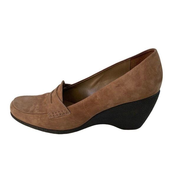 Franco Sarto Wedge Shoes Suede Beige 9 - Picture 7 of 10